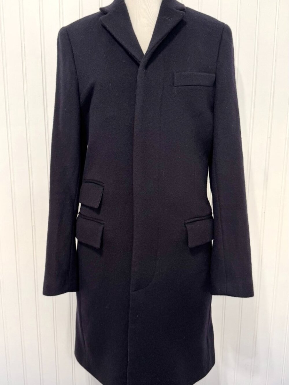 J.Crew Brushed Wool/Cashmere Mayfair Top Coat Black XS